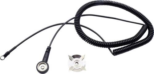 Quadrios ESD-Erdungskabel 3.00m Klemme, Druckknopf 10 mm, Ringkabelschuhanschluss