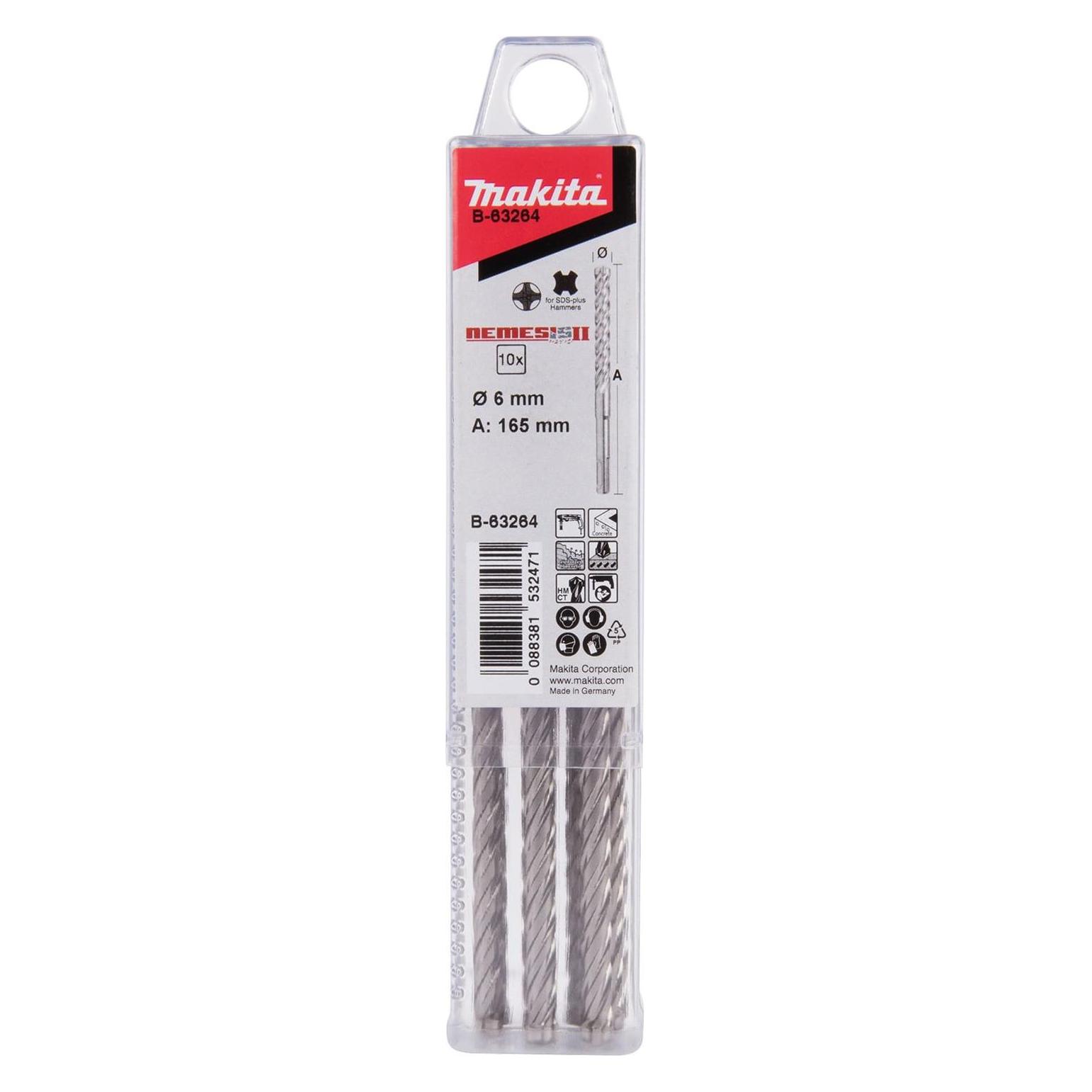 Makita NEMESIS2 SDS+ Bohrer 6x165 10Stk (6 Millimeter) (B-63264)
