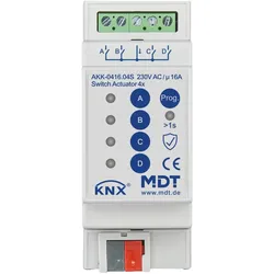 MDT AKK-0416.04S KNX Schaltaktor 4-fach, 2TE REG, 16 A, 230 V AC, Kompakt, 70μF, 10 EVG, Secure AKK041604S