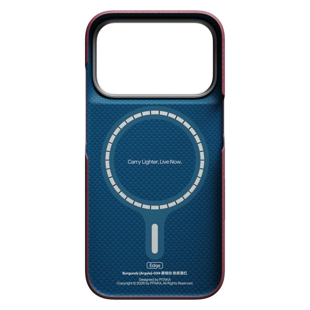 Pitaka Edge Case Argyle, Burgunderrot - iPhone 2026 Pro (Apple iPhone 17 Pro, Apple iPhone 18 Pro) (PIT000263)