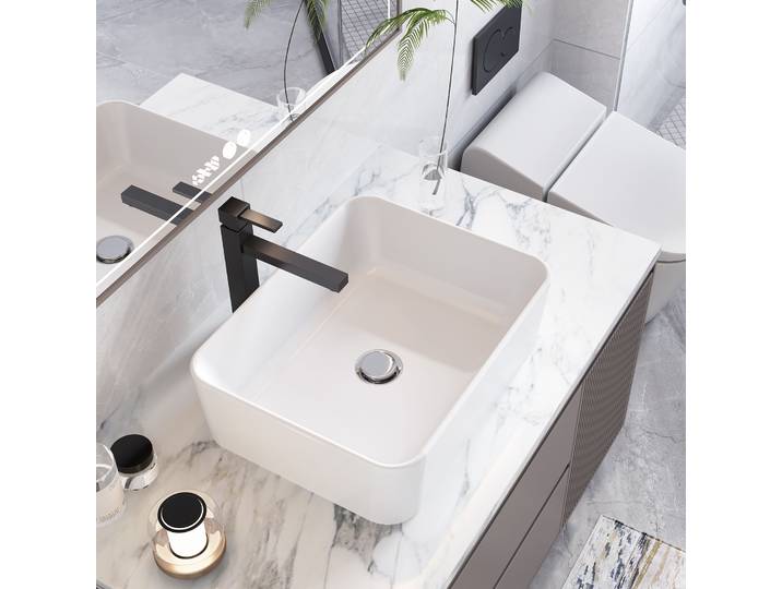 Vasque à poser rectangulaire/ovale en céramique, lavabo moderne en porcelaine blanche pour salle de bain, lavabo artistique