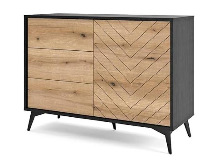 Emporius Sideboard 100 cm Emerald - Loft Sideboard mit Schubladen - Möbel vom Hersteller, Wohnzimmer, Schwarz kommode