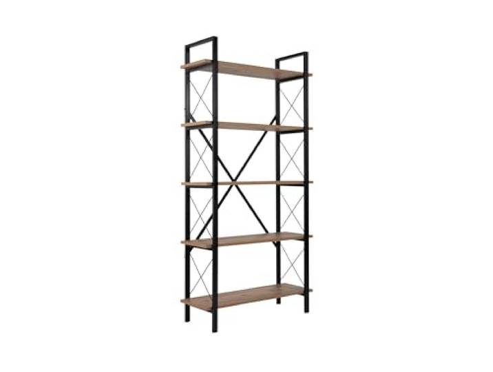 Hanah Home Stilvolles Bücherregal mit Metallrahmen, Atlantic Pine & Schwarz, 90 x 180 x 33,5 cm 100% melaminbeschichtet, wandmontierbar, langlebiges Design für Moderne Räume
