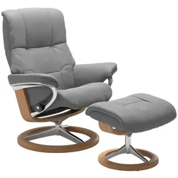 Stressless Sessel mit Hocker Mayfair Signature Leder Grau Batick Wild Dove M (Medium)