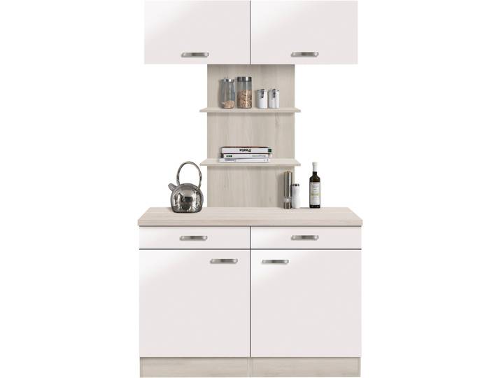 Buffet OPTIFIT Faro , weiß (weiß glanz), B:120cm H:206,6cm T:60cm, Schränke, Buffet, mit Metallgriffen, Breite 120 cm