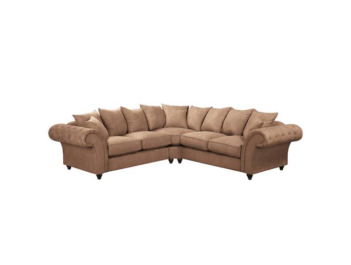 Ecksofa Braun/Latte Macchiato Microfaser 271 x 90 x 271cm Landhaus