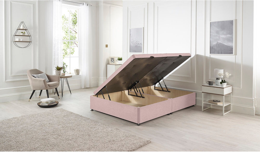 17 Stories Orchid Side Opening Gas Lift Ottoman Bed Base Plush Velvet Pink Single (3')