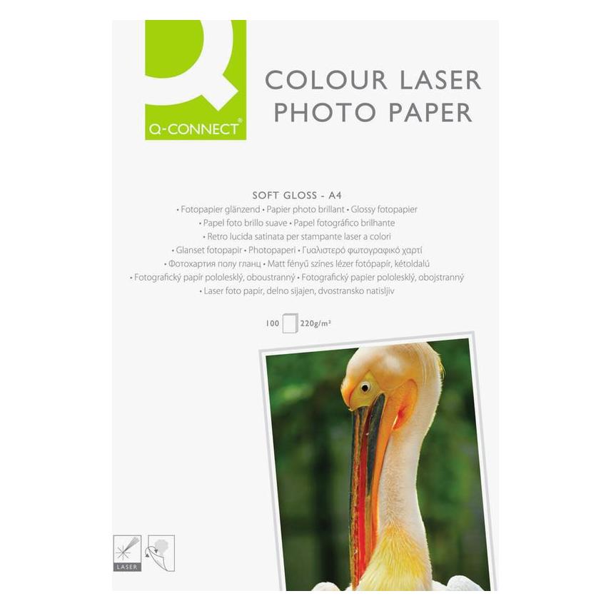 Q-Connect Fotopapier Colour Laser, glossy (220 g/m², A4, 100 Stk.) (KF01935)