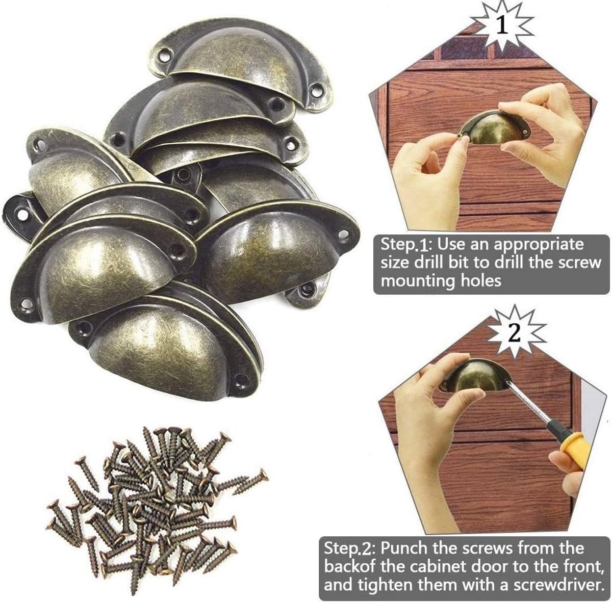 Set van 12 antieke vintage schelpgrepen voor meubels