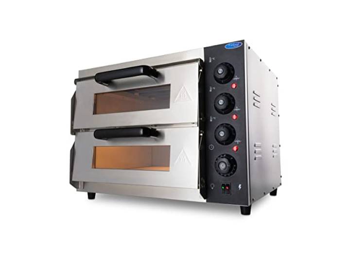 Four à pizza\, 2 pizzas\, diamètre : 40 cm\, 2 compartiments\, convient pour pizza\, pain\, gâteau\, avec éclairage\, four à pizza jusqu'à 350 °C