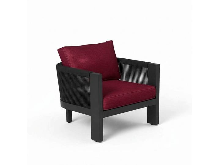 JVmoebel Gartensessel Schwarzer Loungesessel mit bequemen Polstern für Terrasse und Balkon (Sessel), Made in Europa