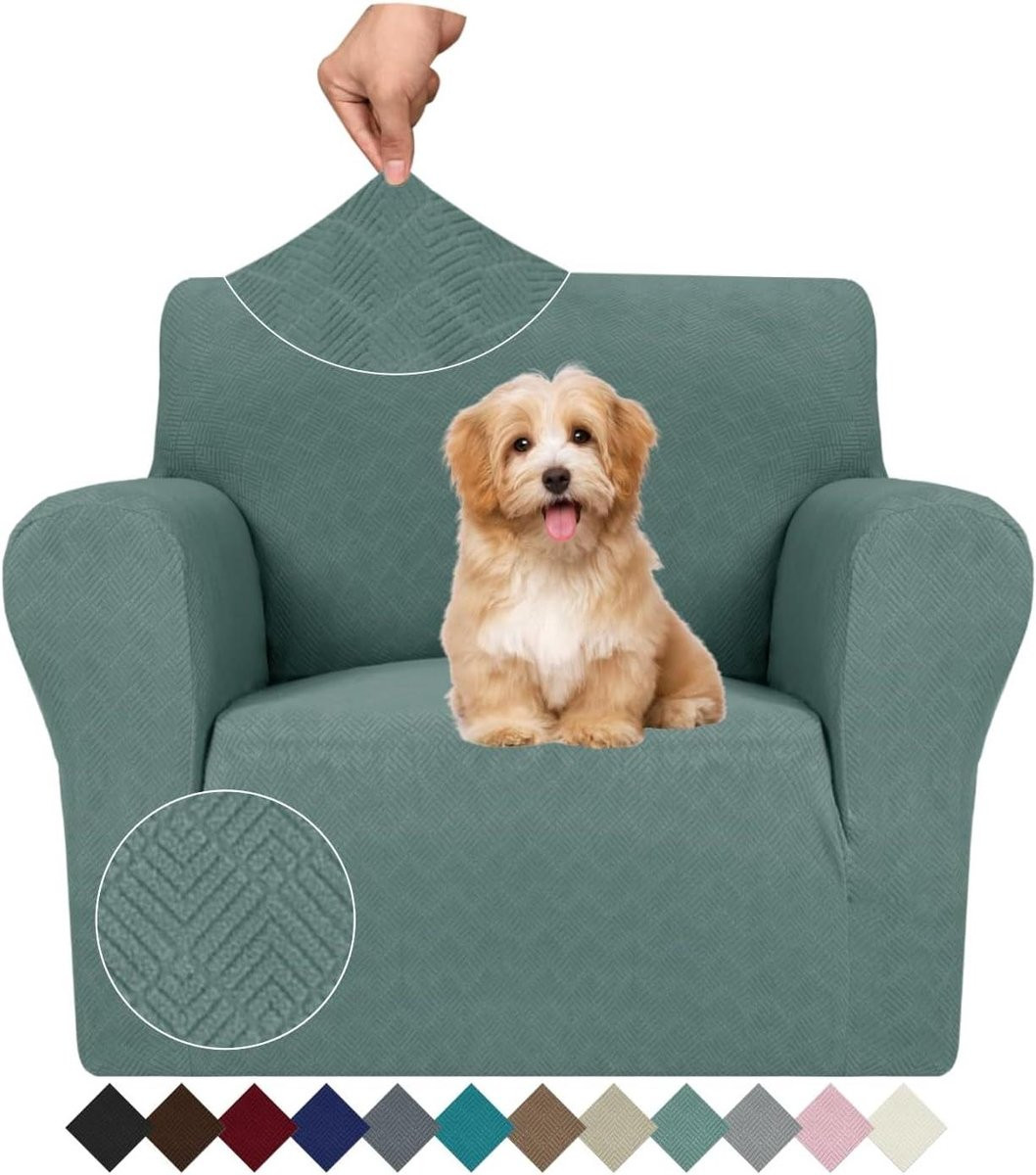 Bankhoes 1 Zits met Geometrisch Jacquard Design - Groene Bankbeschermer voor je Sofa