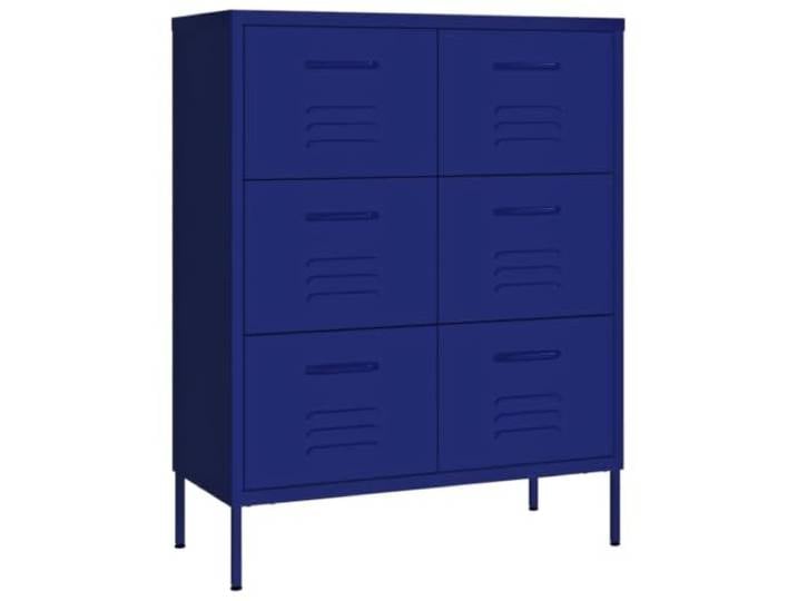 Helloshop26 Schubladenschrank, 80 x 35 x 101 cm, 6 Schubladen aus Stahl, marineblau, 02_0046836