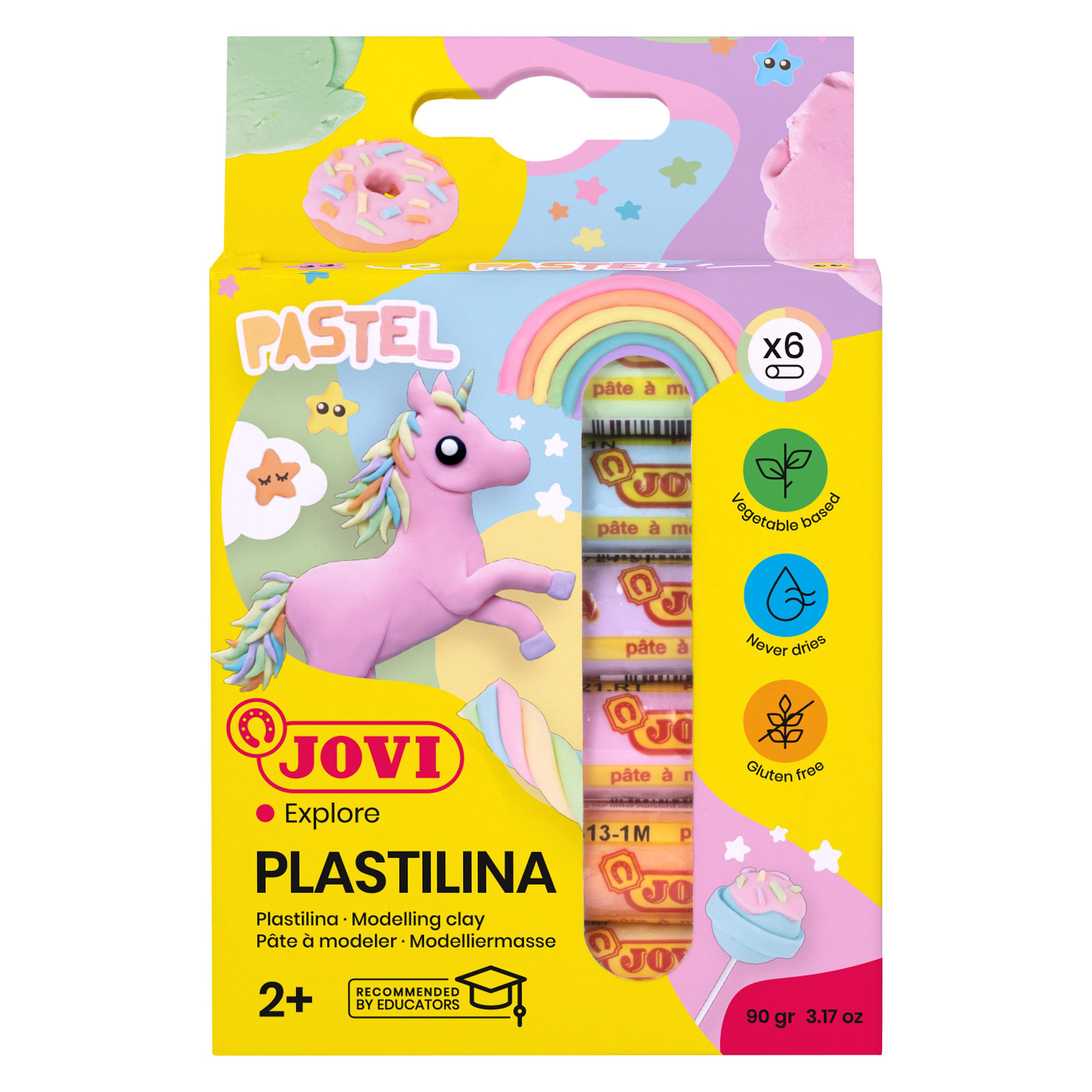 Jovi Knete PLASTILINA farbsortiert, 6 Farben je 15,0 g (90/6P)