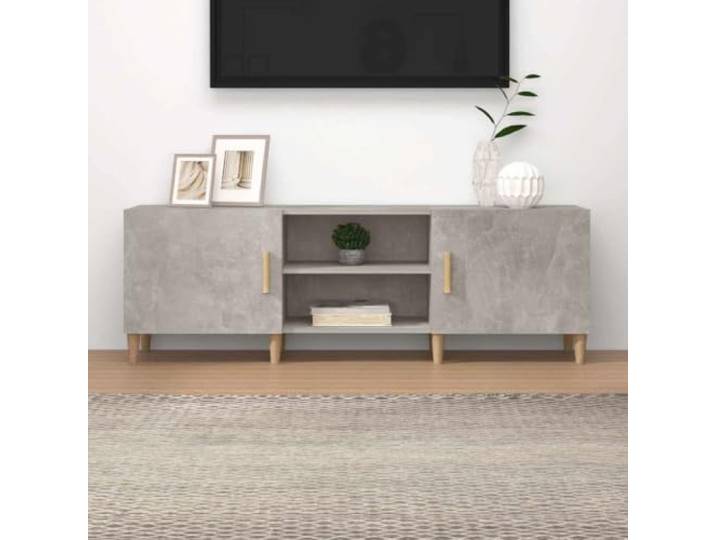 HEFZGDB TV-Schrank Betongrau 150x30x50 cm Holzwerkstoff mit Stauraum und Stabiler Tischplatte für Wohnzimmer