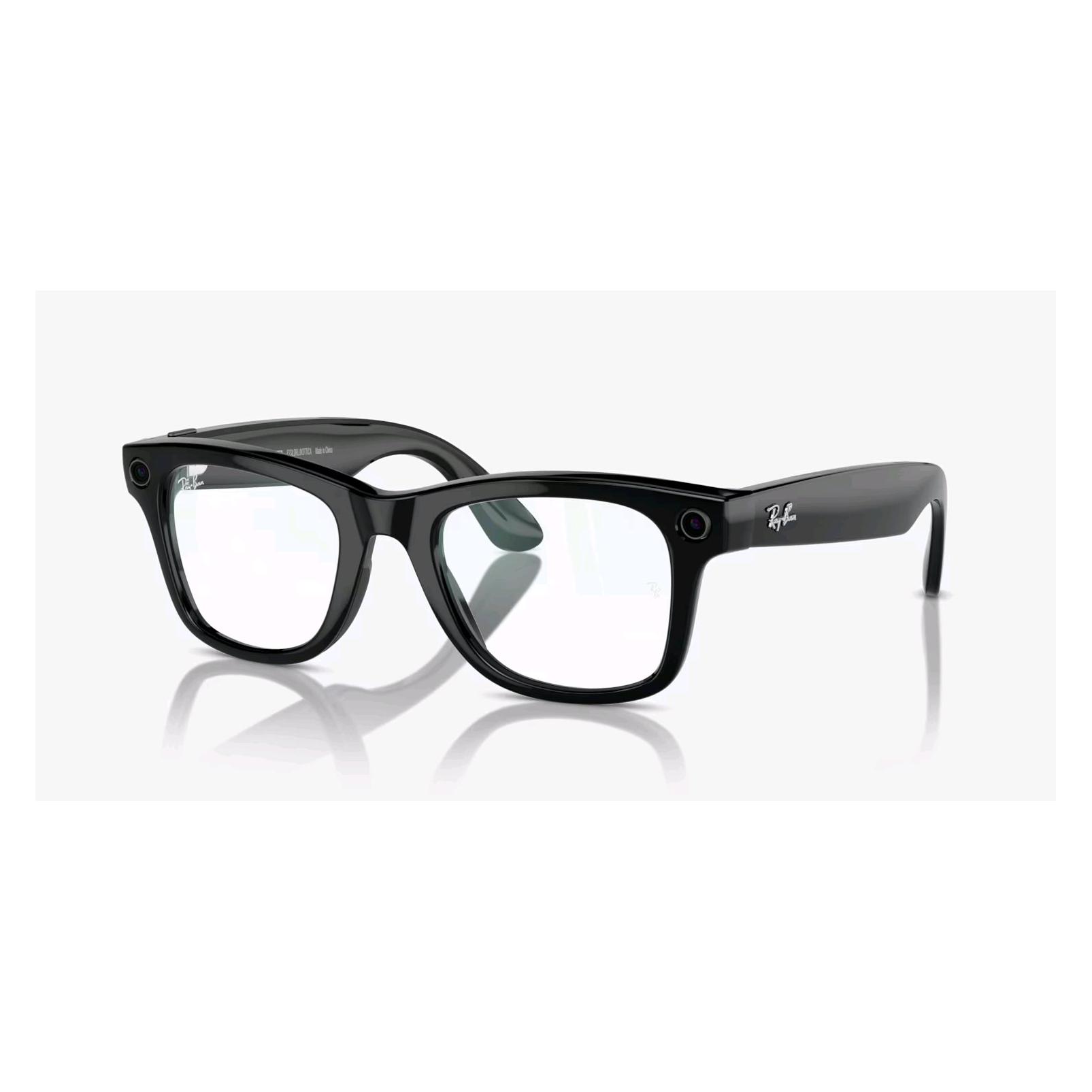 Google Meta Ray-Ban Gen1 Wayfarer, Shiny Black, Clear (Large) (RW4006 601/SB 53-22)