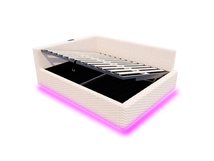 Oxeza Polsterbett 140/200 cm Beige mit LED-Beleuchtung, USB-C-Anschluss und 2 USB-Anschlüssen, Mode, Rechteckig, 140x200 cm, Schlafzimmer, Betten, Polsterbetten