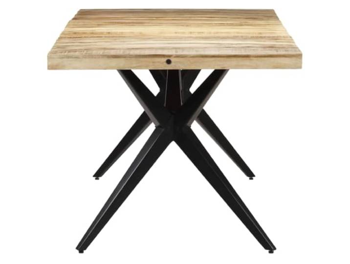 HKQWPBF Esstisch 160x80x76 cm Raues Mangoholz Tropisches Hartholz, pulverbeschichtete Stahlbeine, Stahlkreuzrahmen, robust, langlebig, für Mahlzeiten