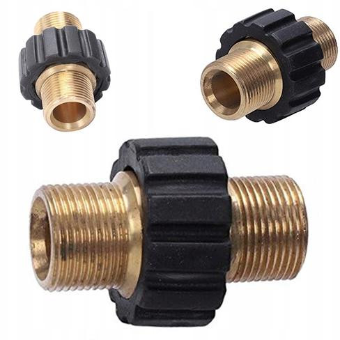 ROSFIX Adapter Vervanging Messing Corrosiebestendig met 2x Buitendraad M22x1,5 mm Compatibel met Kärcher Hogedrukreiniger