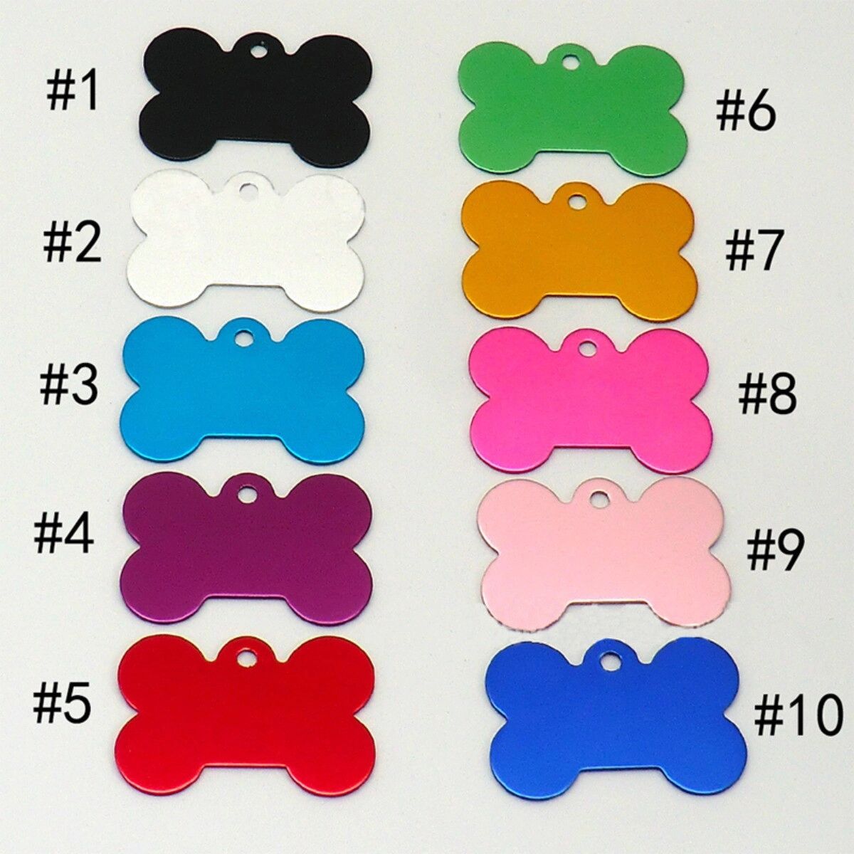 INF Aluminium Knochen-Hundemarken 10er-Pack – Lasergravur-fähige, personalisierbare Hundemarken, Multicolor, 4cm x 2.6cm