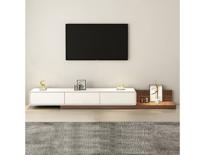 Meuble TV de Luxe avec Étagère Organisateur, Design Ornemental, Meuble TV sur Pied, Meuble de Salon Simple, Accessoires de Mobilier