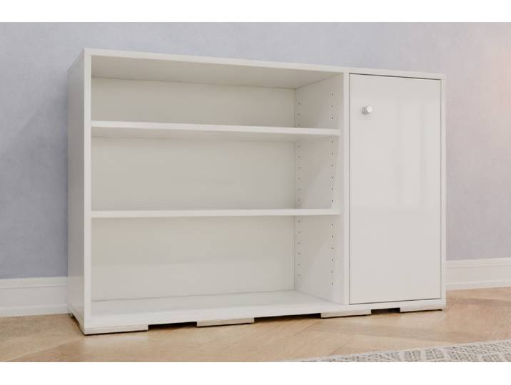 Highboard nach Maß - Lackiertes Glas Schneeweiß glänzend - 80x120x40cm - Individuell konfigurieren
