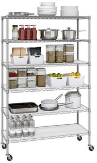 Seville Classics UltraDurable 6-Tier NSF Steel Shelving with Shelf Liners