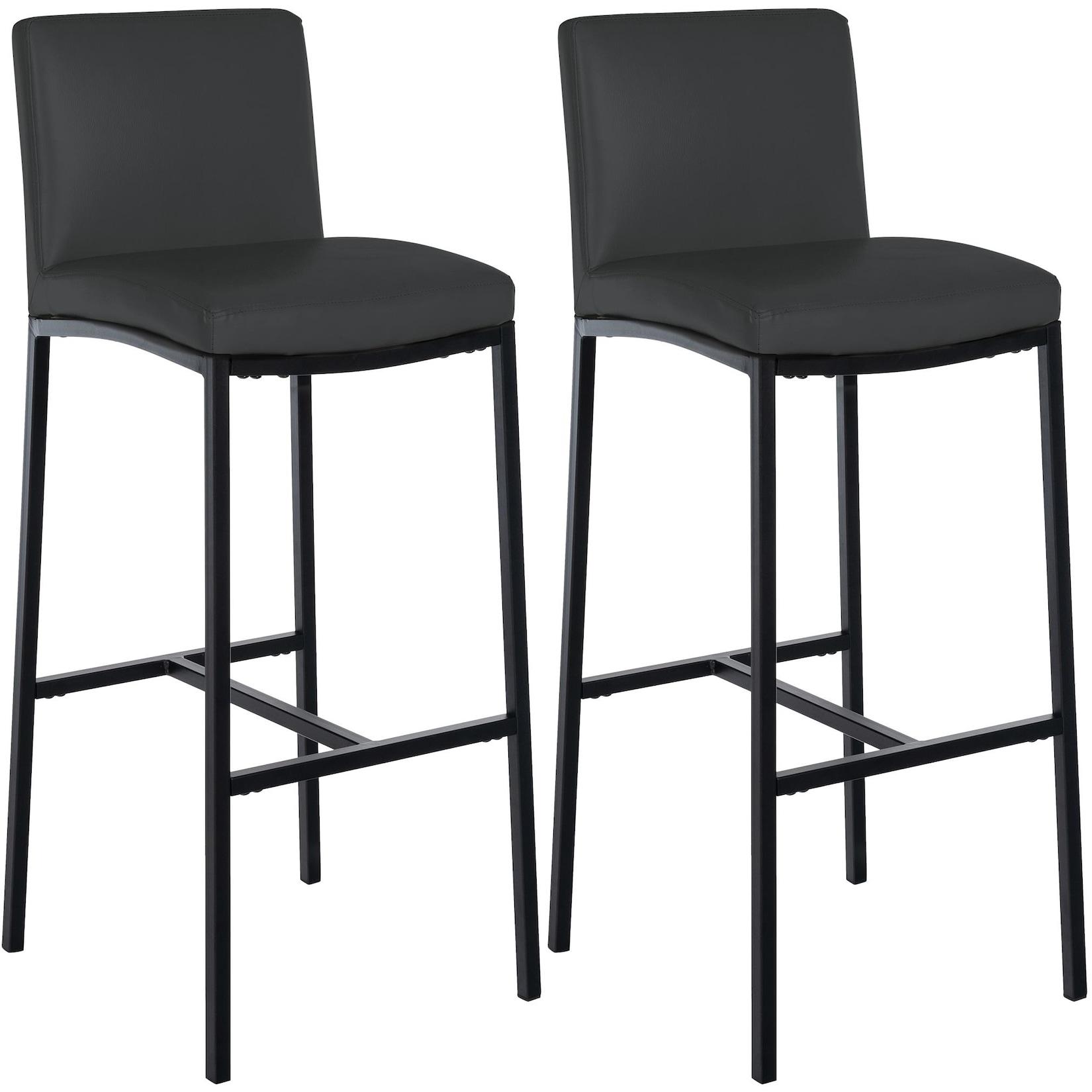 CLP Barhocker 2er Set mit Lehne Freeport, Barstühle gepolstert, moderne Tresenstühle mit Metallgestellen matt-schwarz und Fußablagen