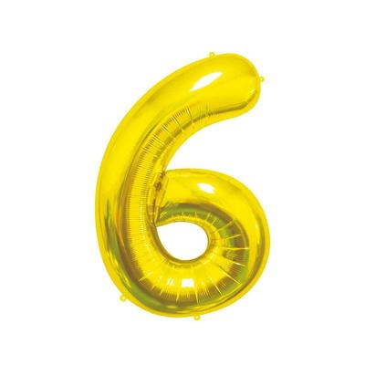 XL Folienballon Zahl 6 gold 85 cm