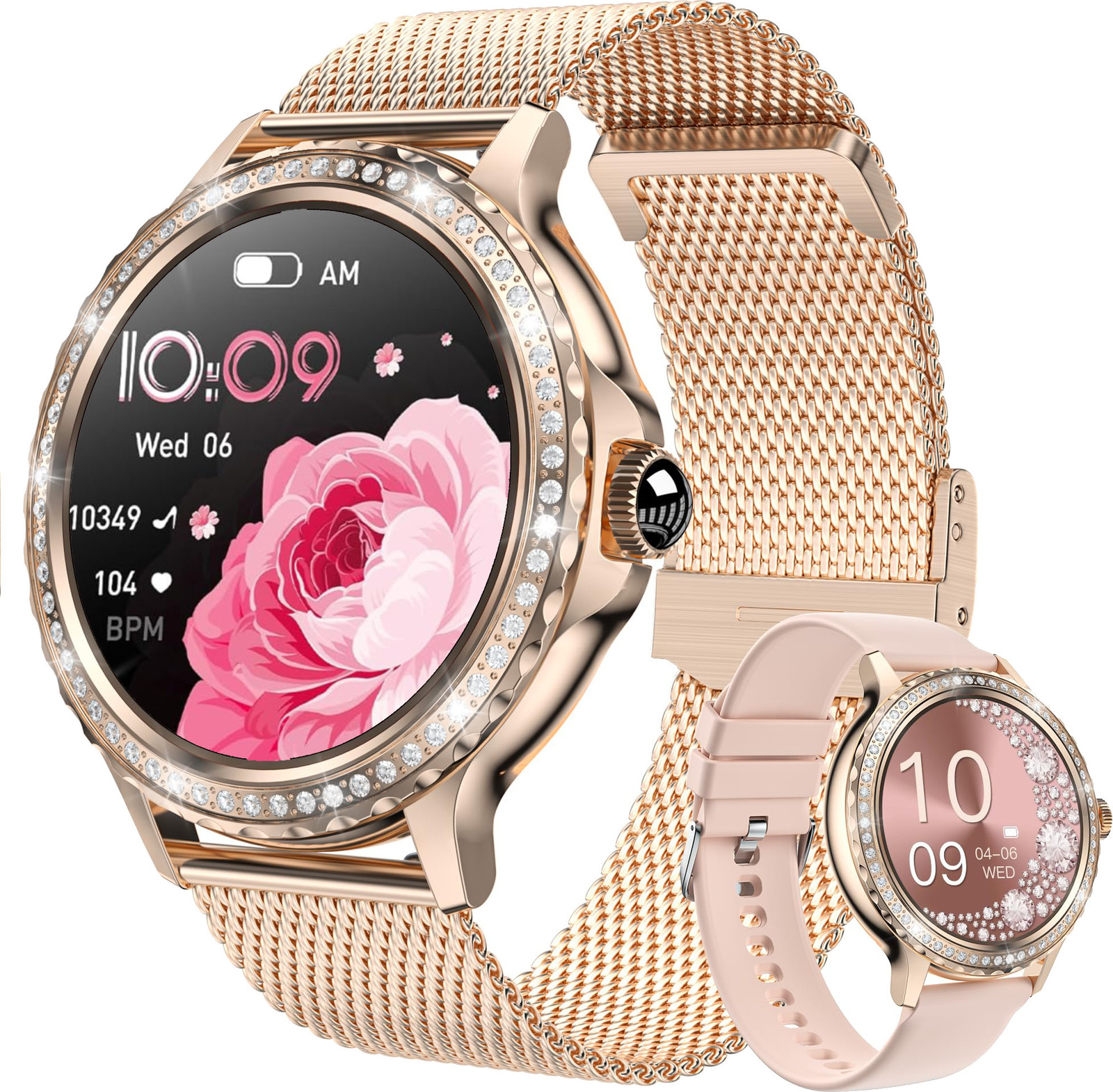 Mc Star Smartwatch voor dames, IP68 waterdicht fitness tracker met menstruatiecyclus- en slaapmonitor, compatibel met iOS en Android