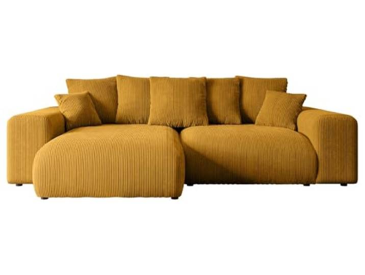 ALTDECOR Ecksofa mit Schlaffunktion L-Form Eskar-L 266x176x72 - Senfgelb
