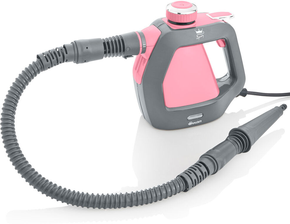 Swan x TV’s Queen of Clean SC17350QOCN Handheld Steam Cleaner with 3 Steam Pressure Settings, 22-28g/min Steam Rate, 9 Attachments and Extra-Long 5m C Pink 1.5kg