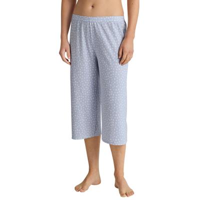 Pyjamahose CALIDA "Favourites Sleep", Damen, Gr. XL (52/54), N-Gr, blau (harmony blau), Interlock, Obermaterial: 100% Baumwolle, gemustert, bequem 3/4-Länge, Hosen Pyjamahose, 3/4-Länge, Interlock-Qualität, lockere Passform, weich