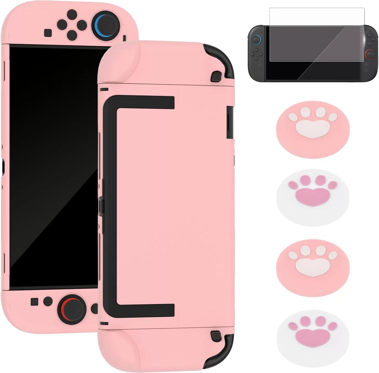 INF Rosa Schutzhülle-Set kompatibel mit Nintendo Switch 2 – Silikongriff, Displayschutzfolie und Tastenabdeckungen