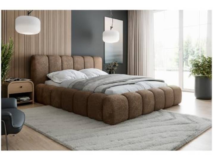 MEBLINI Polsterbett 180x200 mit Lattenrost - Braun Boucle ohne Matratze - SOFINA - Bubble Bett - Cloud - Marshmallow Bed - Kopfteil Bett mit Stauraum - Betten