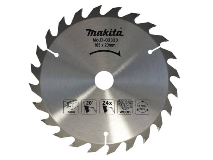 Makita D-03333 165x20mm 24Z HM-standaard zaagblad