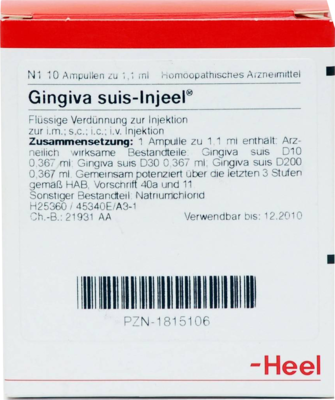 Biologische Heilmittel Heel GmbH GINGIVA SUIS Injeel Ampullen 10 St 01815106