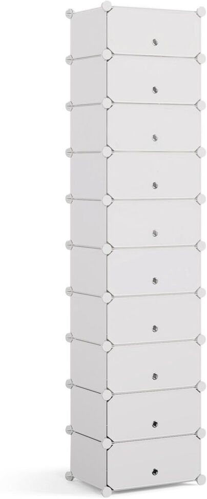 Rebrilliant 20 Pair Stackable Shoe Storage Cabinet White 20