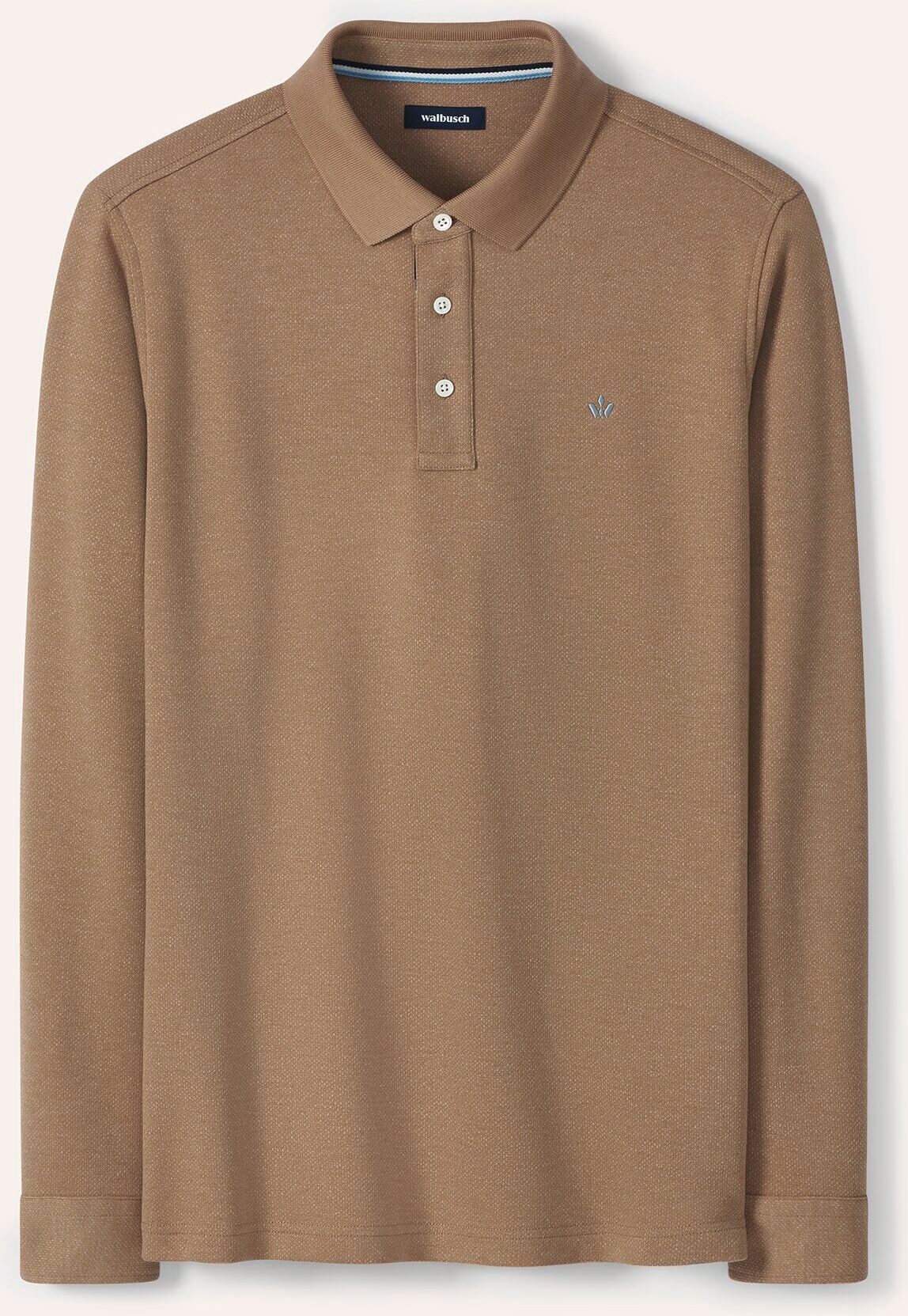 Walbusch Jacquard Langarmpolo, normale Größen, Farbe Braun, 50, feiner Jacquard-Jersey verstellbare Hemdenmanschetten Herren