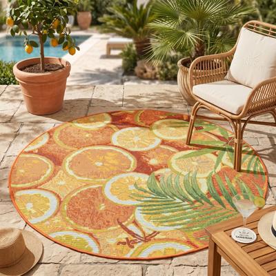 Teppich SANSIBAR "Rantum Beach 001", orange, H:5mm Ø:140cm, Polypropylen, Teppiche, Teppich, Flachgewebe, modernes Sommer Design, Outdoor geeignet, auch in rund