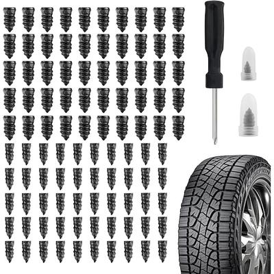 100 Stück Reifenreparatur Gumminägel, Reifenreparatur Gummischrauben Schwarz, Reifenschraubstopfen, Schnelles Werkzeug Selbstbedienung Reifenreparaturnagel für Auto Motorradreifen, Unverzichtbares