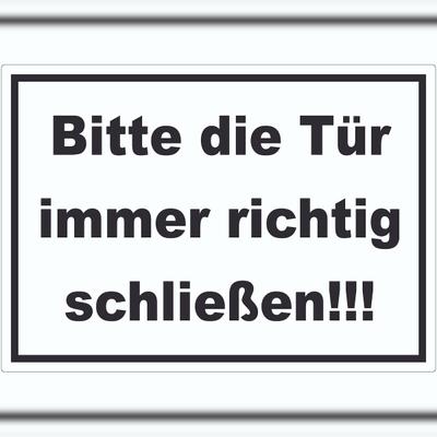 HB-Druck Aufkleber Bitte die Tür immer richtig schwarz-weiss A5 (148x210mm)