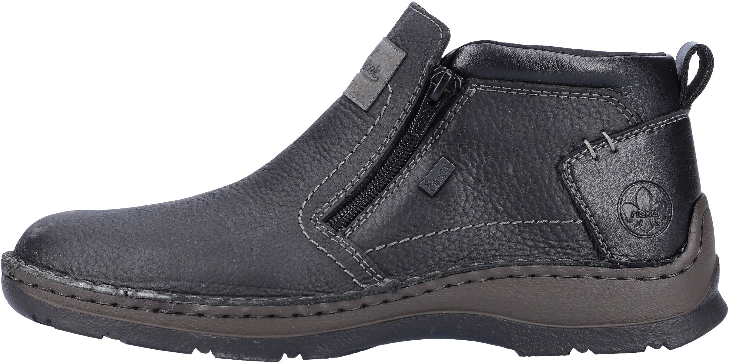 Winterstiefelette RIEKER, Herren, Gr. 40, Schurwolle, schwarz, Leder, Lederimitat, Schuhe Winterstiefelette, mit beidseitigen Reissverschlüssen schwarz 40, Schurwolle
