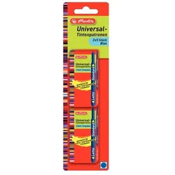herlitz Tintenpatrone, blau, 2er Blister, passend für fast alle Standard-Füller und Lamy. VE = 1 Blister = 10 Patronen.