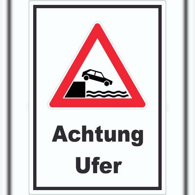 HB-Druck Achtung Ufer Aufkleber A0 (841x1189mm)
