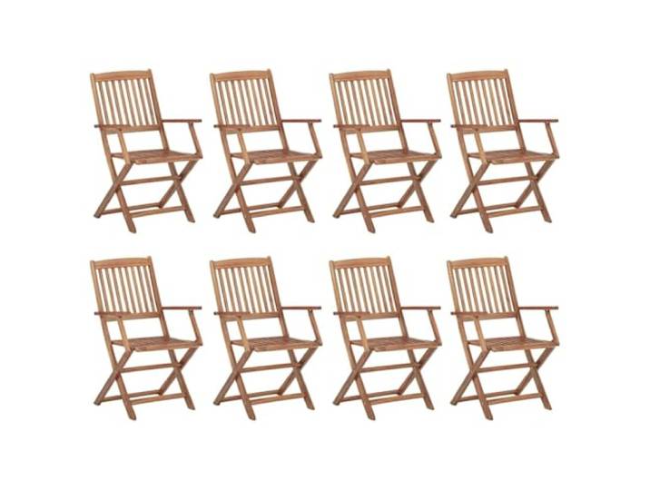 KUTYWEXFM Klappbare Gartenstühle 8er Set, Essstühle aus Akazienholz Vielseitig nutzbare Sitzgruppe für Terrasse und Balkon mit komfortablen Armlehnen für entspannte Stunden im Freien.