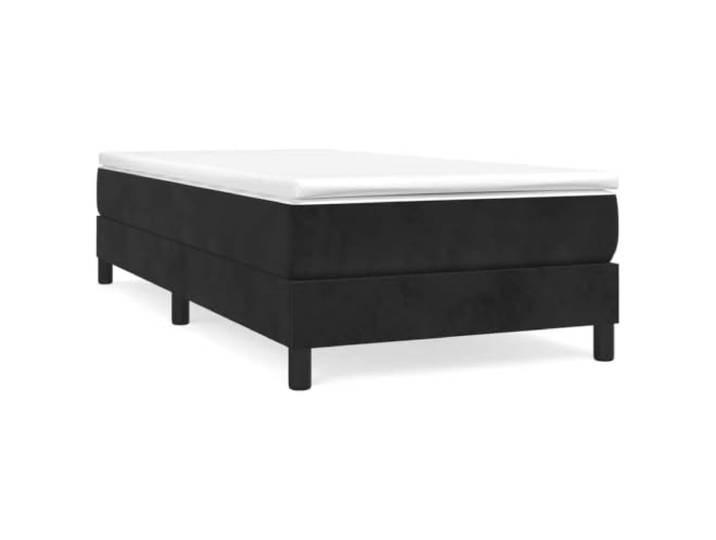 PUGYNBK Boxspringbett aus schwarzem Samt, 100 x 200 cm Taschenfederkernmatratze, Mittelhart, Sperrholzlatten, Hautfreundlicher Schutz
