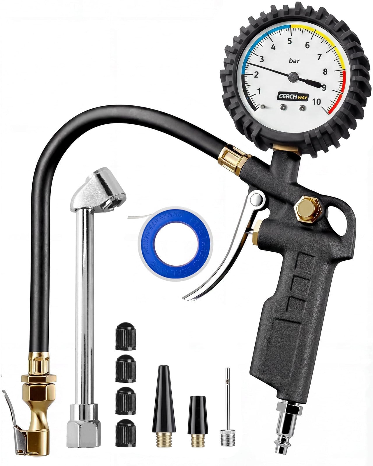 Selius Bandenspanningsmeter voor Auto 0-10 bar met Bandenpomp voor Luchtcompressor