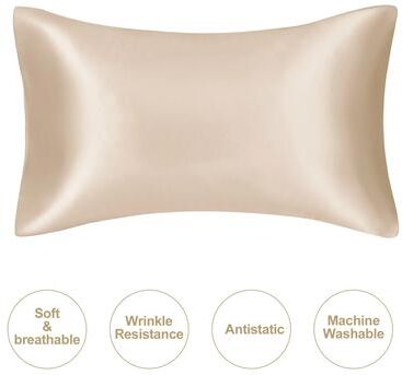 Uplifted Finds JuwenSilk Mulberry Satin Pillowcase And Nocturnal Recovery Interface champagne queen 50 X 75 Cm
