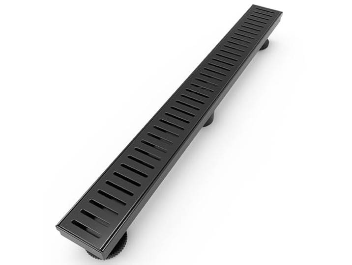 WEBANG 61 cm rechteckiger linearer Duschablauf, mit Zubehör, Kapsel Muster, Rost, abnehmbar, lebensmittelechter SUS 304 Edelstahl, Wasserzeichen & Tasse Zertifiziert, Mattschwarz